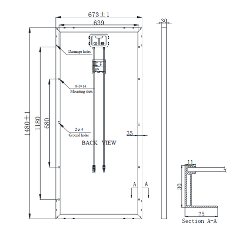 Engineering Drawings Of Poly Solar Panel 160w