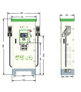 Dimension And View of Stationary Charging Station (60KW)