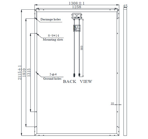 Engineering Drawings Of JAYUAN Mono Solar Panel 500w