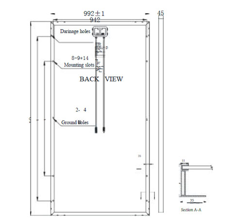 Engineering Drawings Of JAYUAN Poly Solar Panel 340w